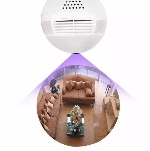 Lâmpada Espiã Câmera Ip Led Wifi Hd Panorâmica 360º Celula