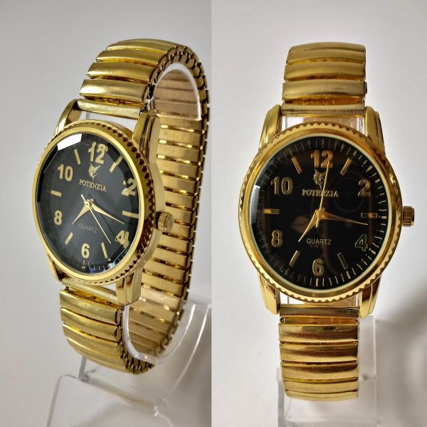 RELÓGIO POTENZIA DOURADO COM FUNDO PRETO