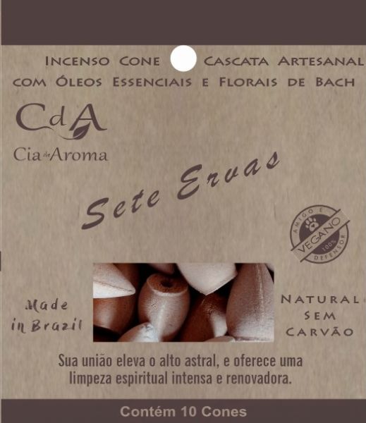 Incenso Cone Refluxo Sete Ervas 10 Cones