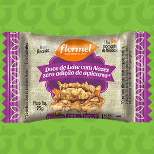 Doce de Leite com Nozes Zero Açúcar E zero glúten 25 Gramas FlorMel