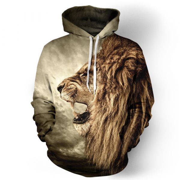 Legal 3D Camisola Hoodies Homens Suor Homme 2017 Outono Moda Leão Impresso Hip Hop Harajuku Hoodies