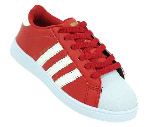Tênis Infantil Adidas Superstar Vermelho e Branco