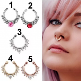 Piercing falso septo indiano com cristais coloridos