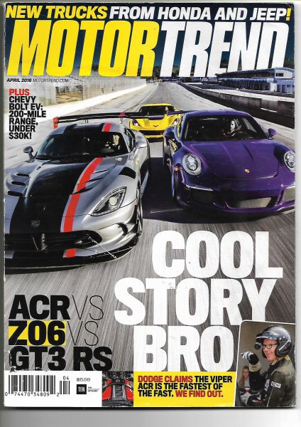Revista Importada Motor Trend 68 2016 Esportivos GT Estados Unidos Americana em inglês