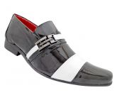 Sapato Social HiperFlex Couro Verniz Preto e Branco MOD:12917