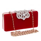 Bolsa Feminina De Mão Luxo Veludo Diamantes Cristais Elegant