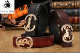 Moda de Luxo Dragão & cavalo dourado Suave Fivela de Cinto Homens Cintos de Grife Homens