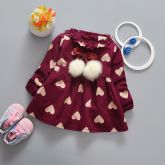 Vestido Infantil Casual Para Bebê Manga Longa Vermelho