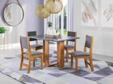 Sala Magic 120x80 Mel.Blonde com 4 Cadeiras Sol Mel.Cinza Veludo Grafite Viero