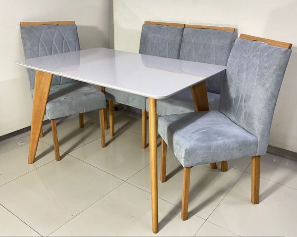 Mesa Jade.Slim 120x80 Tampo Malaga MDF.Vdr e Base Slim Imbuia Mel.Off White Carvalho Decor