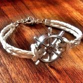 pulseira de couro com leme COD - 012