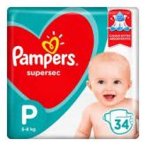 FRALDAS PAMPERS SUPERSEC P-5-8KG C/34