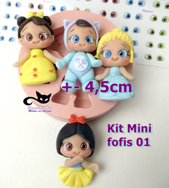 Kit mini fofis 01 , apliques + 40 pares de olhos res. PP