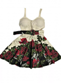 Vestido Curto Com Cinto Boneca Rodado Em Neoprene De Alcinha