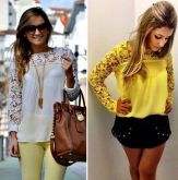 Blusa Brenda - detalhe em renda -                       Cod.: 359