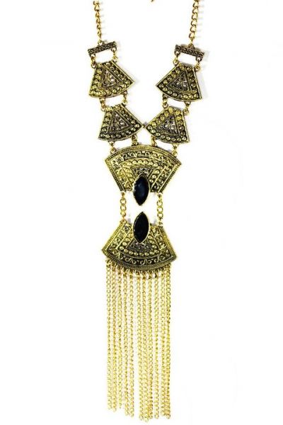Colar Luxo Ouro Envelhecido Com Pedra REF: M32