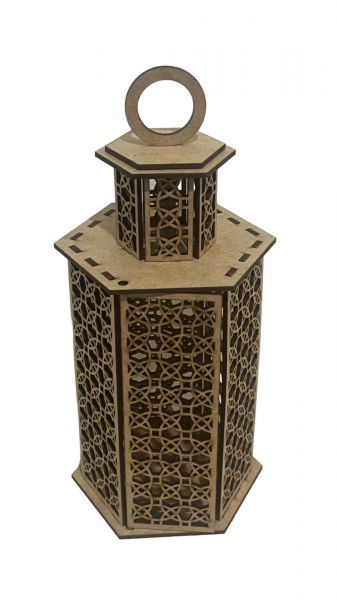 CÓD-FEG38 LANTERNA MARROQUINA 12X10X21 EM MDF CRU