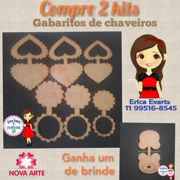 Kit Chaveiro coração/círculo ondulado