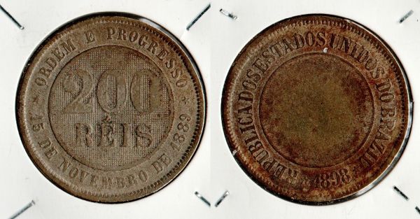 V051-1 - 200 Réis 1898 - Tiragem 3.925..000