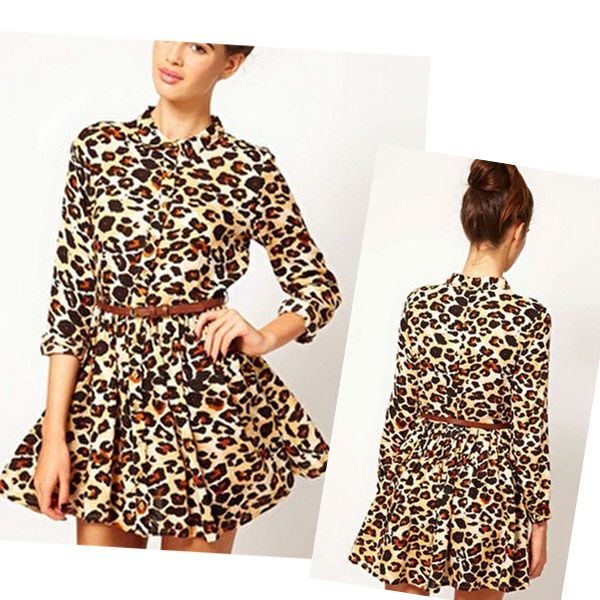 vestido leopard com cinto