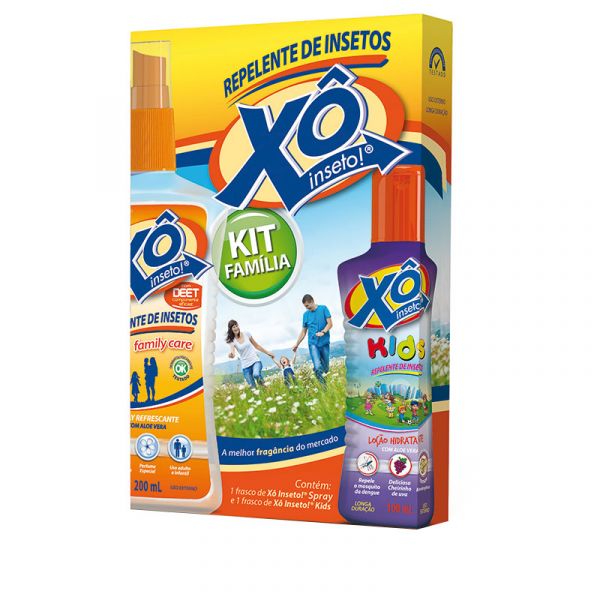 Repelente xô inseto family care refres spray c/ 200 ml + Repelente xô inseto kids loção  100 Ml