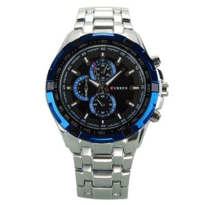 Military Waterproof Watches with Three Small Decorating Hands Round Dial and Steel Band