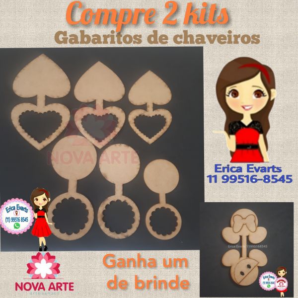 Kit chaveiro Coração/círculo liso