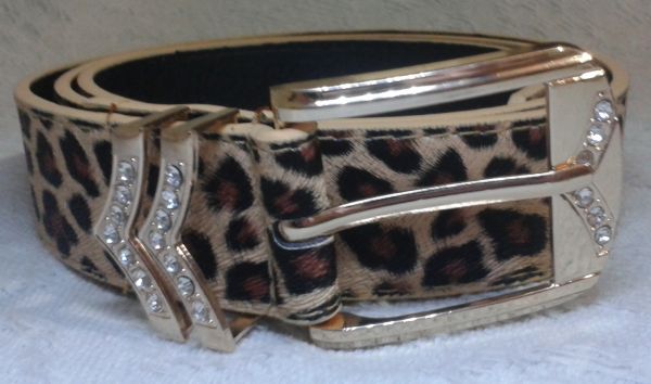 Cinto de onça com fivela com strass- Ref 36