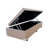 Base Bau Solteiro 88x188x40 Corino Bege SR Movelaria