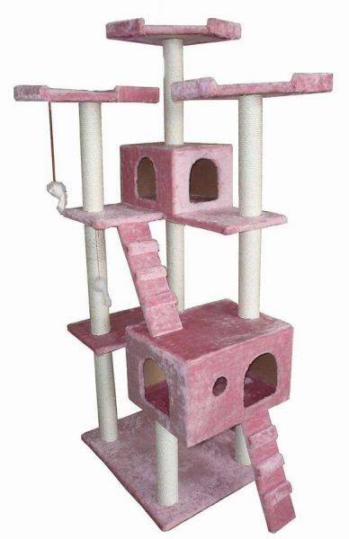 Torre com 2 casa e escada rosa