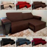Capa Protetora Sofa Retratil Martelado 3Lgs Marrom Vera Luci