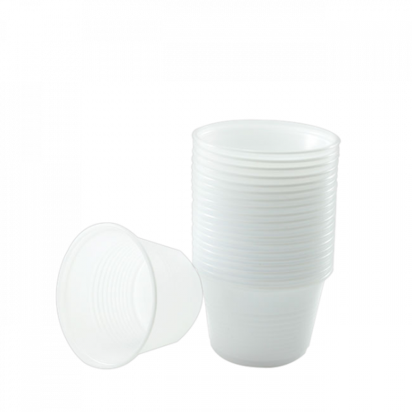 Copo plástico p/café 50ml c/ 100 - PS cx.c/5000un. Cor: branco