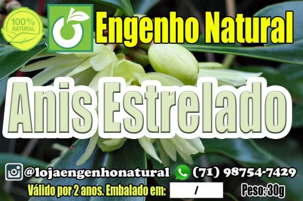 Folhas de Anis Estrelado 30 Gramas Engenho Natural