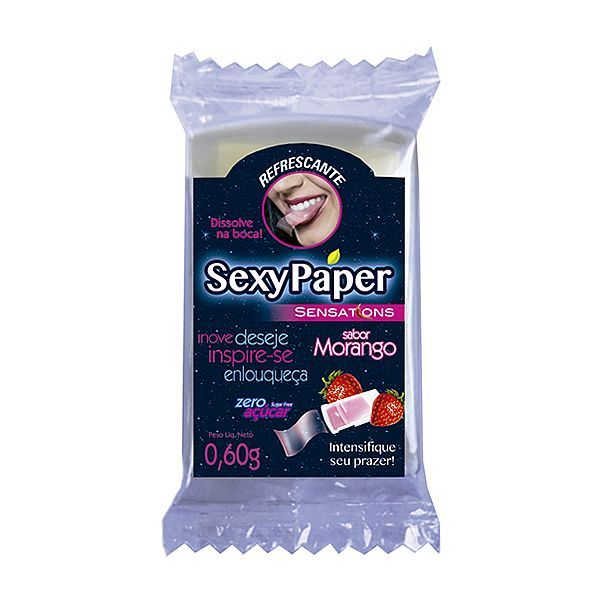 Lâmina do Beijo SexyPaper Morango com 20 Lâminas
