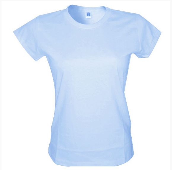 KIT 10 CAMISETAS BABY LOOK AZUL BEBÊ sem estampa