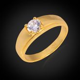 Aliança de ouro 18K pedra zircônia