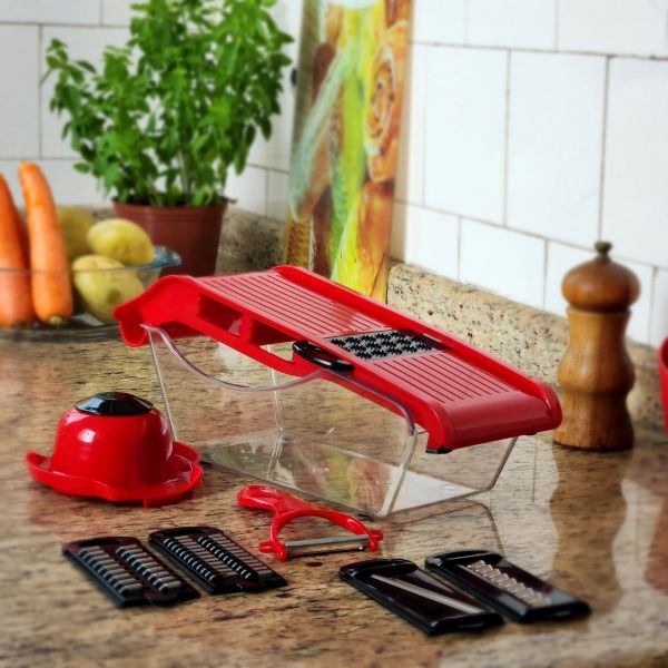 Ralador e Fatiador de Vegetais + Descascador - 5 Lâminas