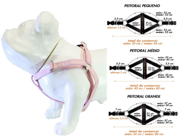 Coleira Peitoral de Couro c/ Guia