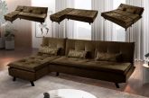 Sofa Cama Milano 3Lgs com Chaise Suede Marrom 2241B Luxury