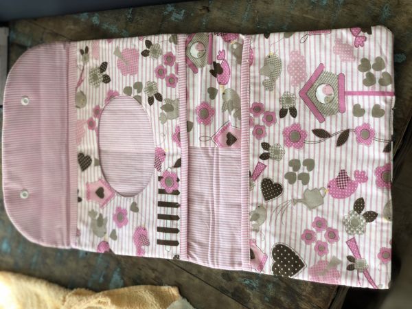 estojinho de pano para fralda e lenço umidecido