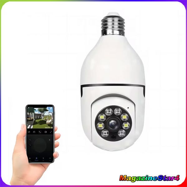 Câmera de segurança lâmpada wifi ip - visão noturna, detector de movimento, rotação automática 360º