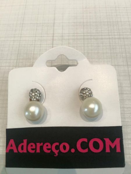 Brinco Perola com Strass