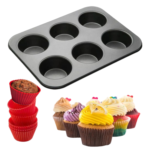 Forma Antiaderente com Silicone para 6 cupcakes 1un