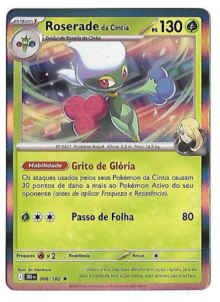 Pokemon Roserade da Cíntia Holofoil Escarlate e Violeta Rivais Predestinados