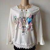 BLUSA BATA PAZ E AMOR COM COLAR