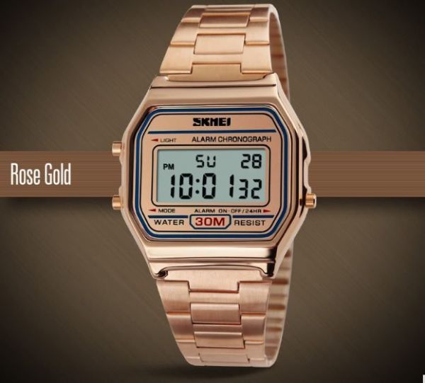 Relógio Digital SKMEI Moda Retrô Rosê
