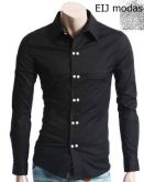 Camisa slim popeline  preta