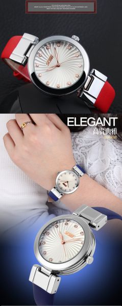 Relógio Feminino Quartzo De Luxo Pulseira De Couro Original