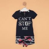 Conjunto De Blusa "Can' t Stop Me" & Short Camuflagens menina MARCA - Kyly