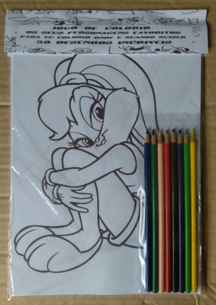 Kit Para Colorir Looney Tunes com 50 Desenhos + Lápis de Cor